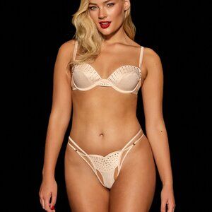 SET - Honey Birdette Crystal Champagne 5 Piece Set BNWT 38D XL